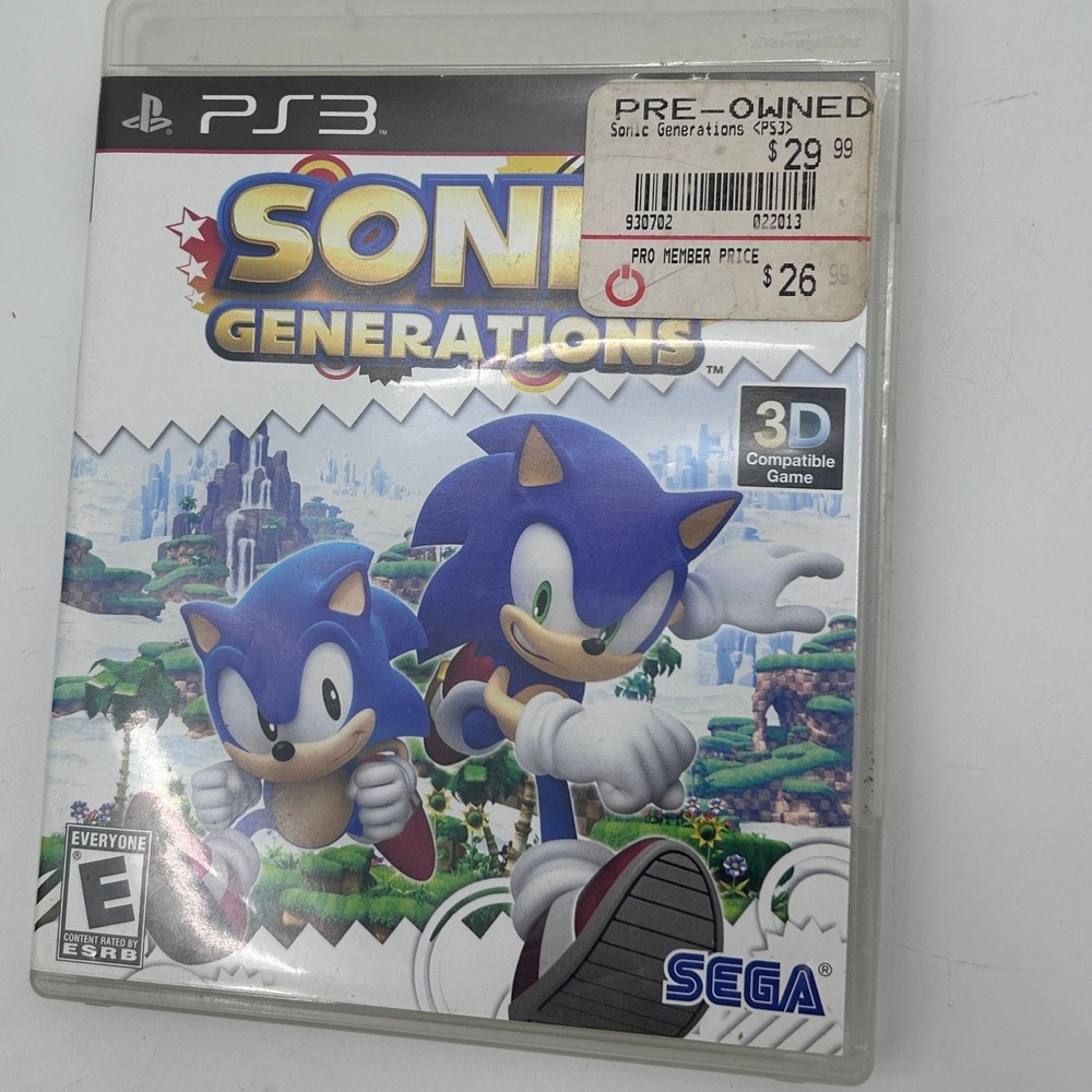 Sonic Generations Sony PlayStation 3 PS3 Game SEGA 3D Compatible BLUS-30612
